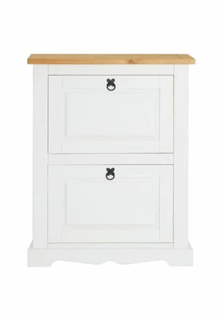 IDIMEX Schuhkipper Mit 2 Klappen Im Mexiko Stil TEQUILA Weiß/braun 2 IDIMEX Schuhkipper Mit 2 Klappen Im Mexiko Stil TEQUILA Weiß/braun – Bild 2