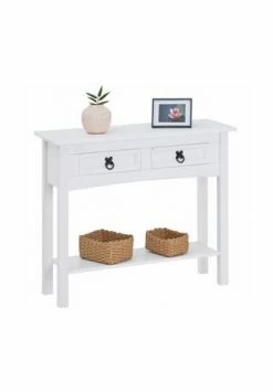 CARO-Möbel Konsolentisch Kiefer Massiv Mit 2 Schubladen, Mexico Möbel RURAL Weiß