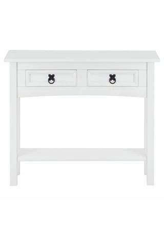 CARO-Möbel Konsolentisch Kiefer Massiv Mit 2 Schubladen, Mexico Möbel RURAL Weiß 2 CARO-Möbel Konsolentisch Kiefer Massiv Mit 2 Schubladen, Mexico Möbel RURAL Weiß – Bild 2