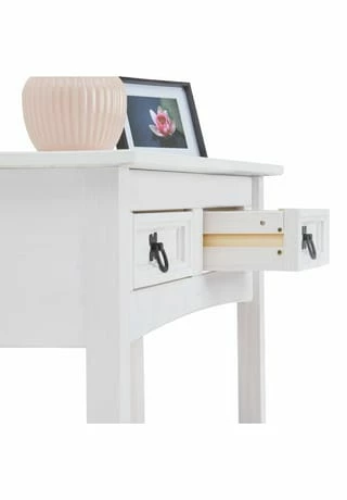 CARO-Möbel Konsolentisch Kiefer Massiv Mit 2 Schubladen, Mexico Möbel RURAL Weiß 4 CARO-Möbel Konsolentisch Kiefer Massiv Mit 2 Schubladen, Mexico Möbel RURAL Weiß – Bild 4