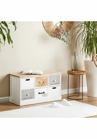 CARO-Möbel Sitzbank Mit 6 Schubkästen In Weiß SALVA Weiß 2 CARO-Möbel Sitzbank Mit 6 Schubkästen In Weiß SALVA Weiß – Bild 2