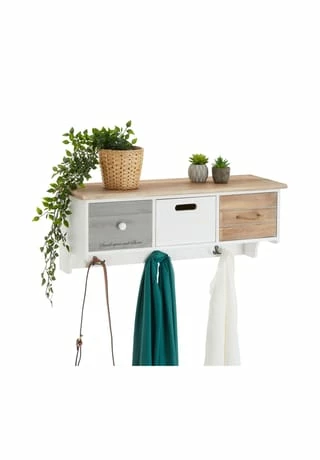 CARO-Möbel Wandgarderobe Mit 3 Schubkästen In Weiß SALVA 1 CARO-Möbel Wandgarderobe Mit 3 Schubkästen In Weiß SALVA