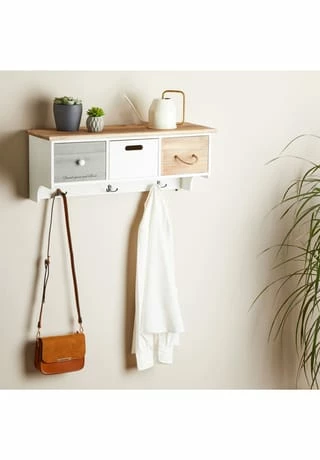 CARO-Möbel Wandgarderobe Mit 3 Schubkästen In Weiß SALVA 2 CARO-Möbel Wandgarderobe Mit 3 Schubkästen In Weiß SALVA – Bild 2