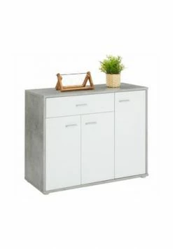 CARO-Möbel Schuhschrank 1 Schublade, 3 Türen DEUSTO Betonoptik/weiß