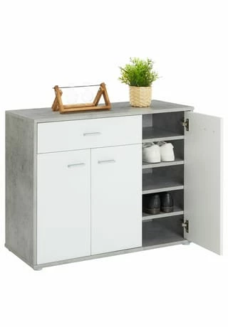 CARO-Möbel Schuhschrank 1 Schublade, 3 Türen DEUSTO Betonoptik/weiß 5 CARO-Möbel Schuhschrank 1 Schublade, 3 Türen DEUSTO Betonoptik/weiß – Bild 5