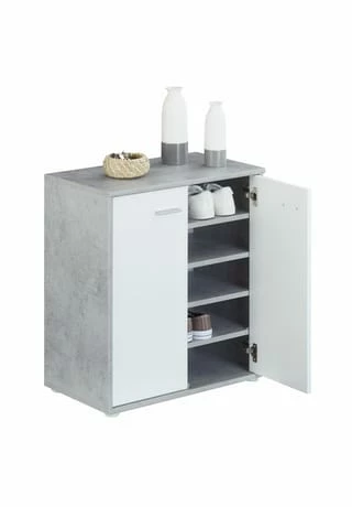 CARO-Möbel Schuhschrank 2 Türen In Verschiedenen Farben LENNIS Betonoptik/ Weiß 4 CARO-Möbel Schuhschrank 2 Türen In Verschiedenen Farben LENNIS Betonoptik/ Weiß – Bild 4