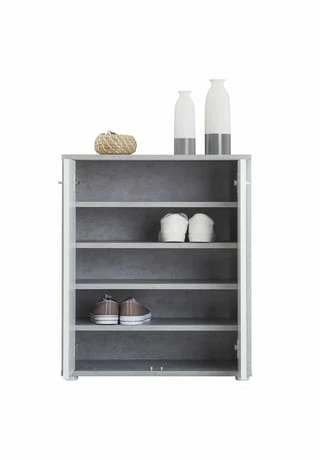 CARO-Möbel Schuhschrank 2 Türen In Verschiedenen Farben LENNIS Betonoptik/ Weiß 5 CARO-Möbel Schuhschrank 2 Türen In Verschiedenen Farben LENNIS Betonoptik/ Weiß – Bild 5