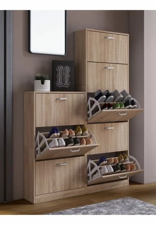 VCM. - My Home Holz Regal Kipper Schuhregal Schuhschrank Schuhkipper 3 Klappen Sipos L Sonoma-Eiche (Sägerau) 2 VCM. - My Home Holz Regal Kipper Schuhregal Schuhschrank Schuhkipper 3 Klappen Sipos L Sonoma-Eiche (Sägerau) – Bild 2