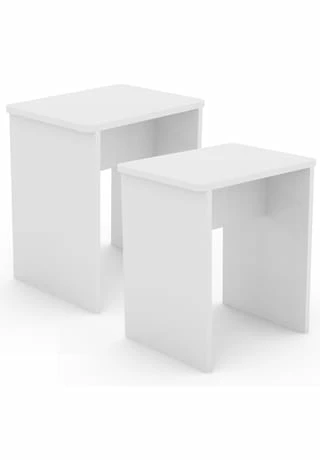 VCM. - My Home 2er Set Holz Sitzhocker Würfel Fußablage Beistelltisch Esal Weiß 1 VCM. - My Home 2er Set Holz Sitzhocker Würfel Fußablage Beistelltisch Esal Weiß