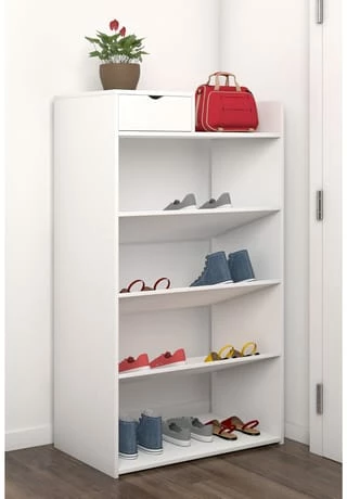 VCM. - My Home Holz Regal Dielenmöbel Schuhregal Schuhschrank Schublade 5 Fächer Fudal XL Weiß 2 VCM. - My Home Holz Regal Dielenmöbel Schuhregal Schuhschrank Schublade 5 Fächer Fudal XL Weiß – Bild 2