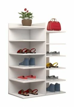 VCM. - My Home XXL Holz Großer Schuhschrank Schuhkommode Schuhregal Groß Enosa 12 Fächer Weiß