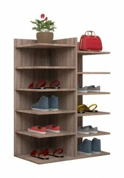 VCM. - My Home XXL Holz Großer Schuhschrank Schuhkommode Schuhregal Groß Enosa 12 Fächer Sonoma-Eiche