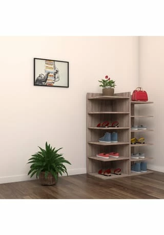 VCM. - My Home XXL Holz Großer Schuhschrank Schuhkommode Schuhregal Groß Enosa 12 Fächer Sonoma-Eiche 3 VCM. - My Home XXL Holz Großer Schuhschrank Schuhkommode Schuhregal Groß Enosa 12 Fächer Sonoma-Eiche – Bild 3