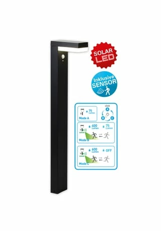 Näve Leuchten LED Solar Außensockelleuchte "Filius" H: 50cm 2 Näve Leuchten LED Solar Außensockelleuchte "Filius" H: 50cm – Bild 2