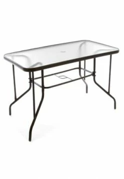 VCM. Bistrotisch Gartentisch Balkontisch - Rahmen Braun - 110 Cm Eckig Mit Glasplatte Braun
