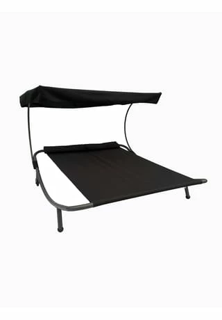 VCM. Doppelliege Gartenliege Zweier Sonnenliege Liegestuhl 2 Personen Dach Bindox Schwarz 2 VCM. Doppelliege Gartenliege Zweier Sonnenliege Liegestuhl 2 Personen Dach Bindox Schwarz – Bild 2