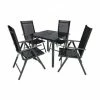 VCM. Set Gartenmöbel Alu Glas Gartenset Sitzgruppe Essgruppe Tisch Stühle 80 SW Tisch + 4 Stühle: Schwarz