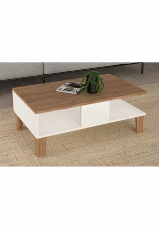 VCM. - My Home Holz Sofatisch Hoch Couchtisch Wohnzimmertisch Beistelltisch Ablage Dolda Weiß / Honig-Eiche 3 VCM. - My Home Holz Sofatisch Hoch Couchtisch Wohnzimmertisch Beistelltisch Ablage Dolda Weiß / Honig-Eiche – Bild 3