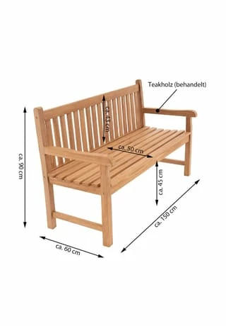 VCM. 3-Sitzer Gartenbank Parkbank Hochwertig Teak Holz Behandelt 150cm Braun 6 VCM. 3-Sitzer Gartenbank Parkbank Hochwertig Teak Holz Behandelt 150cm Braun – Bild 6