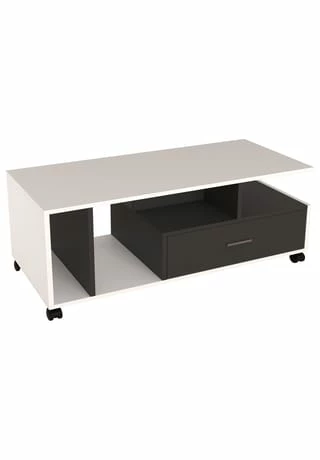 VCM. - My Home Holz Beistelltisch Couchtisch Sofatisch Wohnzimmertisch Rollen Schublade Silus Weiß / Anthrazit 3 VCM. - My Home Holz Beistelltisch Couchtisch Sofatisch Wohnzimmertisch Rollen Schublade Silus Weiß / Anthrazit – Bild 3