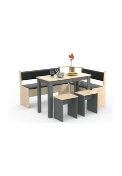 VCM. - My Home Eckbankgruppe Sitzgruppe Küchensitzgruppe Bank Tisch Hocker Esal Maxi Anthrazit / Honig-Eiche