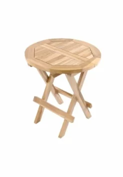 VCM. Beistelltisch Blumen Hocker Tisch Klappbar Teakholz Unbehandelt Ø40 Braun