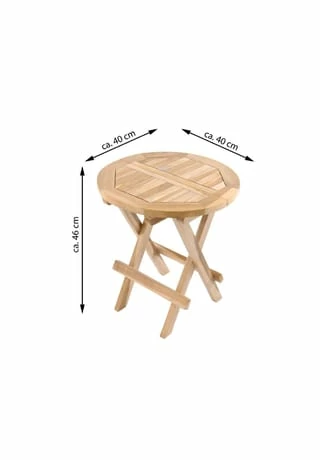VCM. Beistelltisch Blumen Hocker Tisch Klappbar Teakholz Unbehandelt Ø40 Braun 4 VCM. Beistelltisch Blumen Hocker Tisch Klappbar Teakholz Unbehandelt Ø40 Braun – Bild 4
