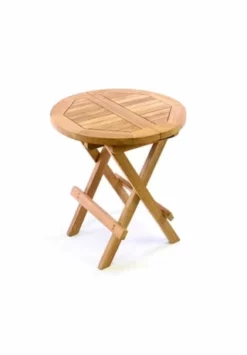 VCM. Beistelltisch Blumen Hocker Tisch Klappbar Teak Holz H 46cm Ø 40cm Braun