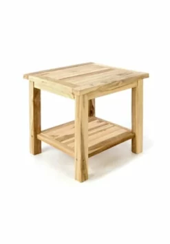 VCM. Beistelltisch Blumenhocker Balkon Terrasse Teak-Holz Natur 50x50cm Braun