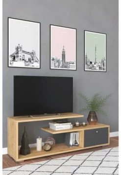 VCM. - My Media Holz TV Lowboard Fernsehschrank Konsole Fernsehtisch Fernseh Schublade Mazusa Honig-Eiche / Anthrazit -Wohn-esszimmer Verkäufe unnamed file 171