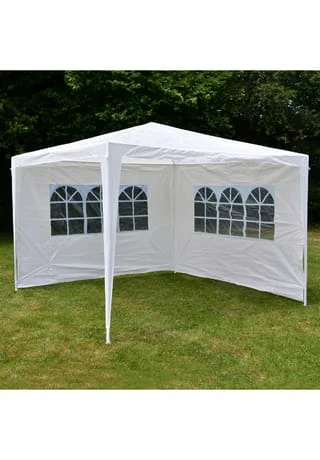 VCM. Pavillon 3x3 M In Weiß PE Plane 2 Seitenteile Partyzelt Gartenzelt Sonnenschutz 2 VCM. Pavillon 3x3 M In Weiß PE Plane 2 Seitenteile Partyzelt Gartenzelt Sonnenschutz – Bild 2