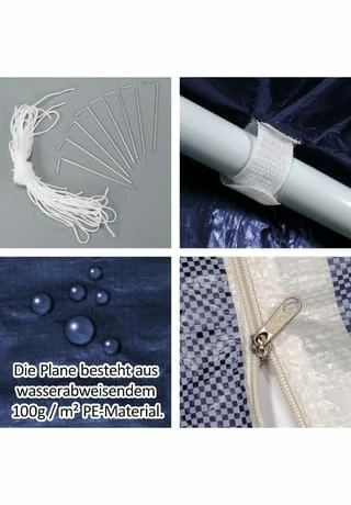 VCM. Pavillon Partyzelt 3x3m Blau Weiß Wasserdicht 4 Seitenteile Gartenzelt Eventzelt 6 VCM. Pavillon Partyzelt 3x3m Blau Weiß Wasserdicht 4 Seitenteile Gartenzelt Eventzelt – Bild 6