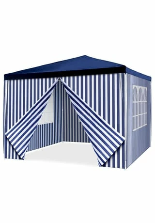 VCM. Pavillon Partyzelt 3x3m Blau Weiß Wasserdicht 4 Seitenteile Gartenzelt Eventzelt 2 VCM. Pavillon Partyzelt 3x3m Blau Weiß Wasserdicht 4 Seitenteile Gartenzelt Eventzelt – Bild 2