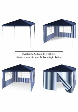 VCM. Pavillon Partyzelt 3x3m Blau Weiß Wasserdicht 4 Seitenteile Gartenzelt Eventzelt 5 VCM. Pavillon Partyzelt 3x3m Blau Weiß Wasserdicht 4 Seitenteile Gartenzelt Eventzelt – Bild 5