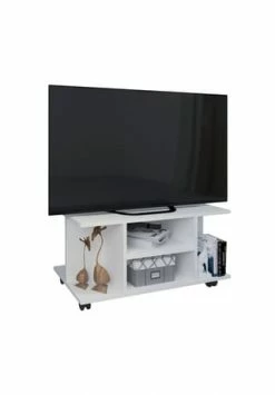 VCM. - My Media Holz TV Lowboard Rollen Fernsehschrank Tisch Konsole Rollbar Möbel Fernsehtisch Findalo Weiß