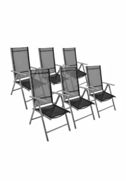 VCM. 6er Set Klappstuhl Schwarz Klappsessel Gartenstuhl Campingstuhl Liegestuhl Schwarz