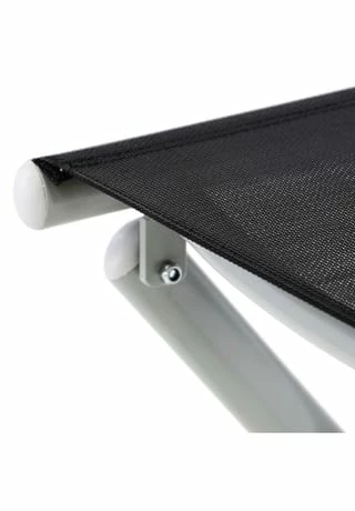 VCM. Alu Hocker Klappbar Sitzhocker - Textilene Schwarz Rahmen Hellgrau - Sitzhocker Schwarz 2 VCM. Alu Hocker Klappbar Sitzhocker - Textilene Schwarz Rahmen Hellgrau - Sitzhocker Schwarz – Bild 2