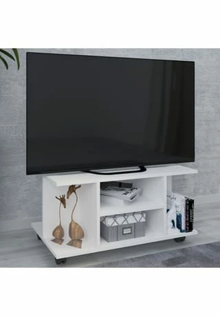 VCM. - My Media Holz TV Lowboard Rollen Fernsehschrank Tisch Konsole Rollbar Möbel Fernsehtisch Findalo Weiß 2 VCM. - My Media Holz TV Lowboard Rollen Fernsehschrank Tisch Konsole Rollbar Möbel Fernsehtisch Findalo Weiß – Bild 2