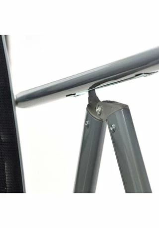 VCM. Klappstuhl Aluminium Komfortbreite Gartenstuhl Textilene Schwarz Rahmen Grau Schwarz 5 VCM. Klappstuhl Aluminium Komfortbreite Gartenstuhl Textilene Schwarz Rahmen Grau Schwarz – Bild 5