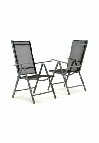 VCM. 2er Set Klappstuhl Aluminium Komfortbreite Textilene Schwarz Rahmen Grau Garten Grau 1 VCM. 2er Set Klappstuhl Aluminium Komfortbreite Textilene Schwarz Rahmen Grau Garten Grau