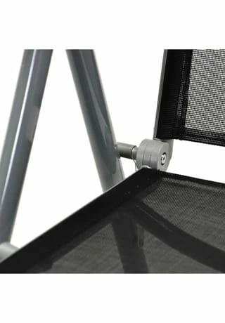 VCM. 2er Set Klappstuhl Aluminium Komfortbreite Textilene Schwarz Rahmen Grau Garten Grau 3 VCM. 2er Set Klappstuhl Aluminium Komfortbreite Textilene Schwarz Rahmen Grau Garten Grau – Bild 3
