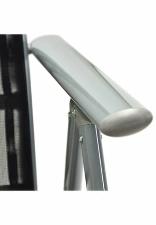 VCM. 4er Set Klappstuhl Aluminium Komfortbreite Alu Textilene Schwarz Rahmen Grau Schwarz 4 VCM. 4er Set Klappstuhl Aluminium Komfortbreite Alu Textilene Schwarz Rahmen Grau Schwarz – Bild 4