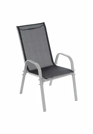 VCM. 4er Set Stapelstuhl Rahmen Hellgrau Textilene Schwarz Gartenstuhl Stapelsessel Schwarz 2 VCM. 4er Set Stapelstuhl Rahmen Hellgrau Textilene Schwarz Gartenstuhl Stapelsessel Schwarz – Bild 2