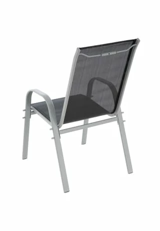 VCM. 4er Set Stapelstuhl Rahmen Hellgrau Textilene Schwarz Gartenstuhl Stapelsessel Schwarz 3 VCM. 4er Set Stapelstuhl Rahmen Hellgrau Textilene Schwarz Gartenstuhl Stapelsessel Schwarz – Bild 3