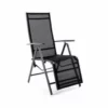 VCM. Alu Liegestuhl Klappstuhl Relaxstuhl Rahmen Anthrazit Bezug Schwarz M. Fußstütze Schwarz