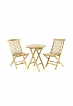 VCM. Gartenmöbel Sitzgruppe Garnitur Tisch Achteckig Ø60cm Teak Holz Natur Braun