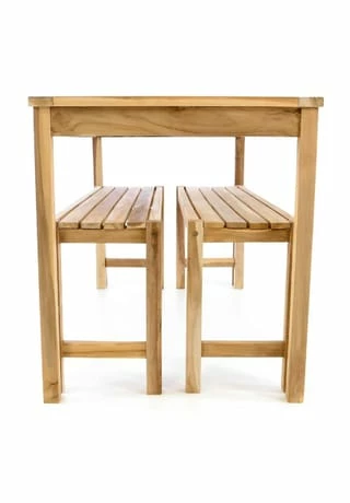 VCM. Gartenmöbelset Picknickset Sitzgruppe Natur Teakholz Bank Tisch 135cm Braun 2 VCM. Gartenmöbelset Picknickset Sitzgruppe Natur Teakholz Bank Tisch 135cm Braun – Bild 2