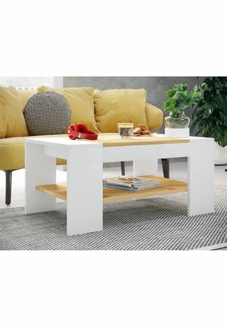 VCM. - My Home Holz Beistelltisch Couchtisch Sofatisch Wohnzimmertisch Bonza Weiß / Honig-Eiche 2 VCM. - My Home Holz Beistelltisch Couchtisch Sofatisch Wohnzimmertisch Bonza Weiß / Honig-Eiche – Bild 2