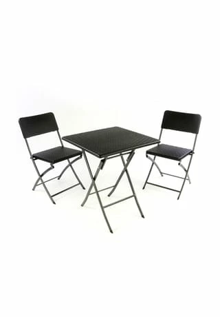 VCM. 3er Set Garnitur Tischset Mit 2 Stühlen Balkonset Rattan-Optik Schwarz Bistroset Schwarz 1 VCM. 3er Set Garnitur Tischset Mit 2 Stühlen Balkonset Rattan-Optik Schwarz Bistroset Schwarz