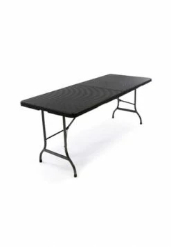 VCM. Partytisch Klapptisch Gartentisch Rattan-Optik 180 X 75 Cm Schwarz Tragegriff Schwarz